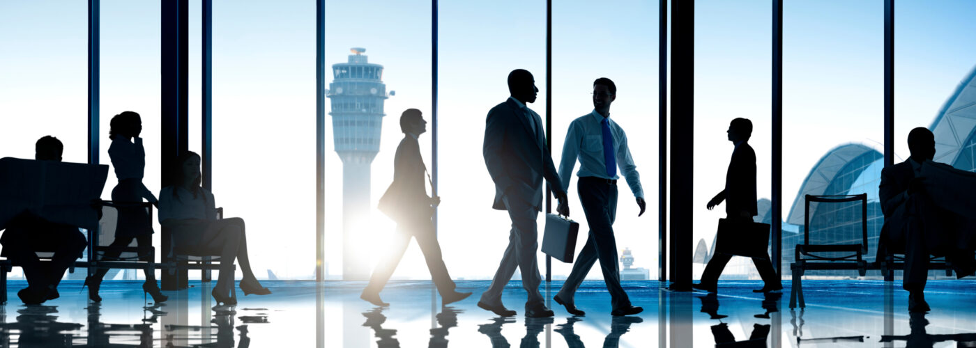 Business travelers at airport
