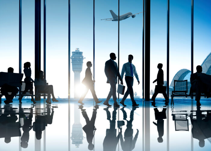 Business travelers at airport