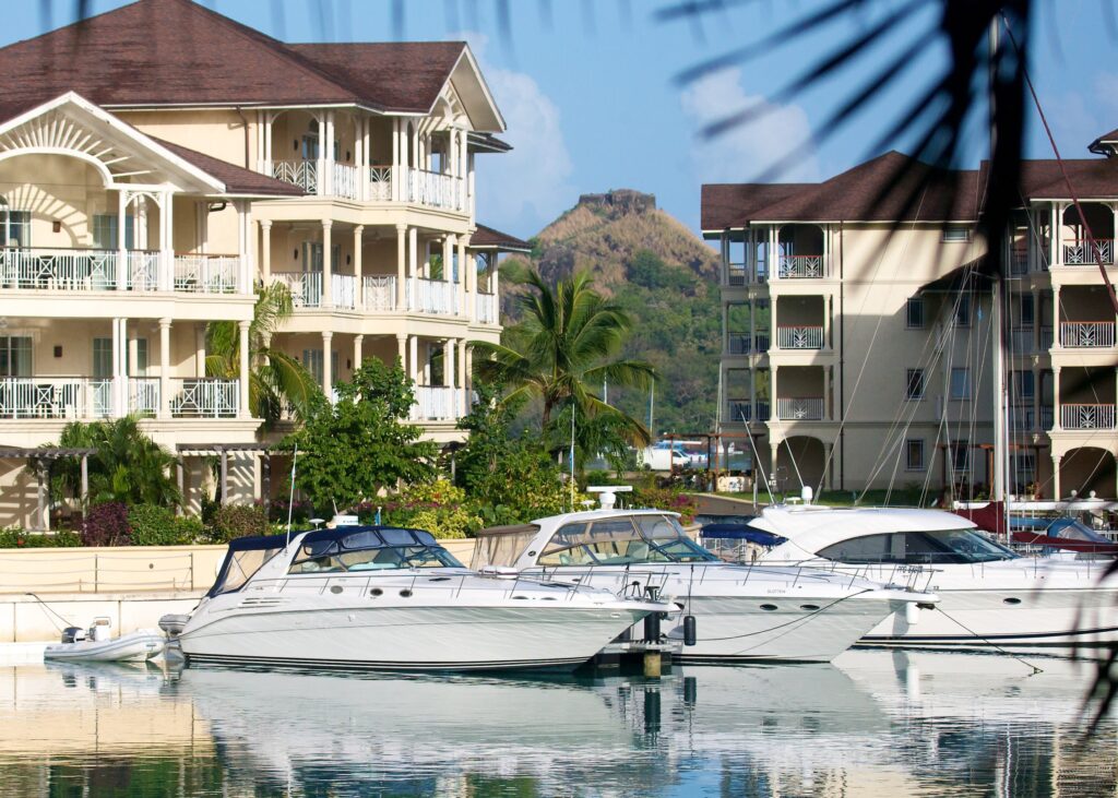 Boats docked in the marina at The Landings Resort & Spa Saint Lucia
