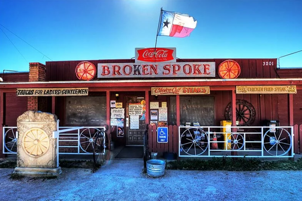 Front entrance to the Broken Spoke in Austin TX