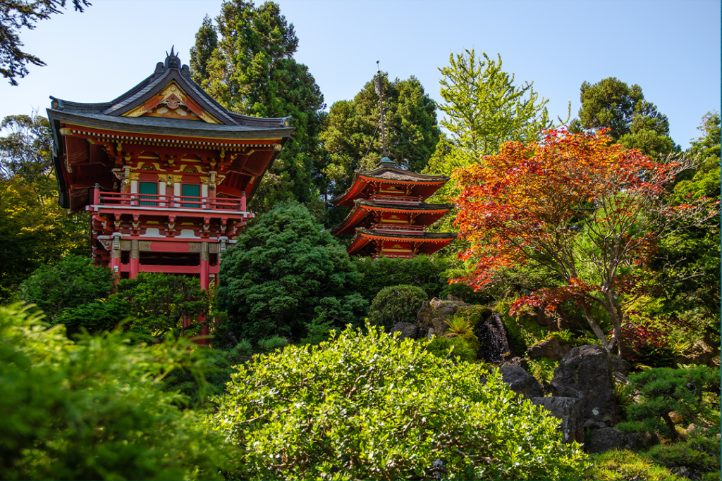 Beautiful pagodas in the Japanese Tea Garden, San Francisco