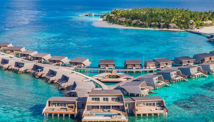 Aerial view of The St. Regis Maldives Vommuli Resort